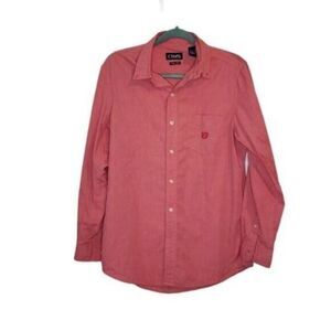 Chaps Mens Sz S Red  Geometric Long Sleeve Button Down Dress Shirt